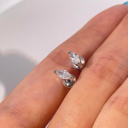 Warm Fortune 18K Gold Plated Marquise Shape Cubic Zirconia Stud Earrings for Women Hypoallergenic - Valentine's Day, Mother's Day, Birthday Gift for Her