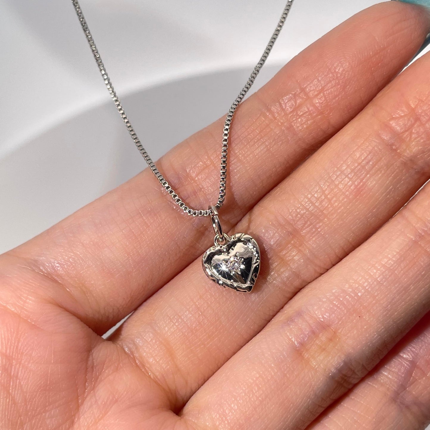 Warm Fortune Cubic Zirconia Pendant Necklace for Women,18K White Gold Plated,16 inch + 2inch Chain