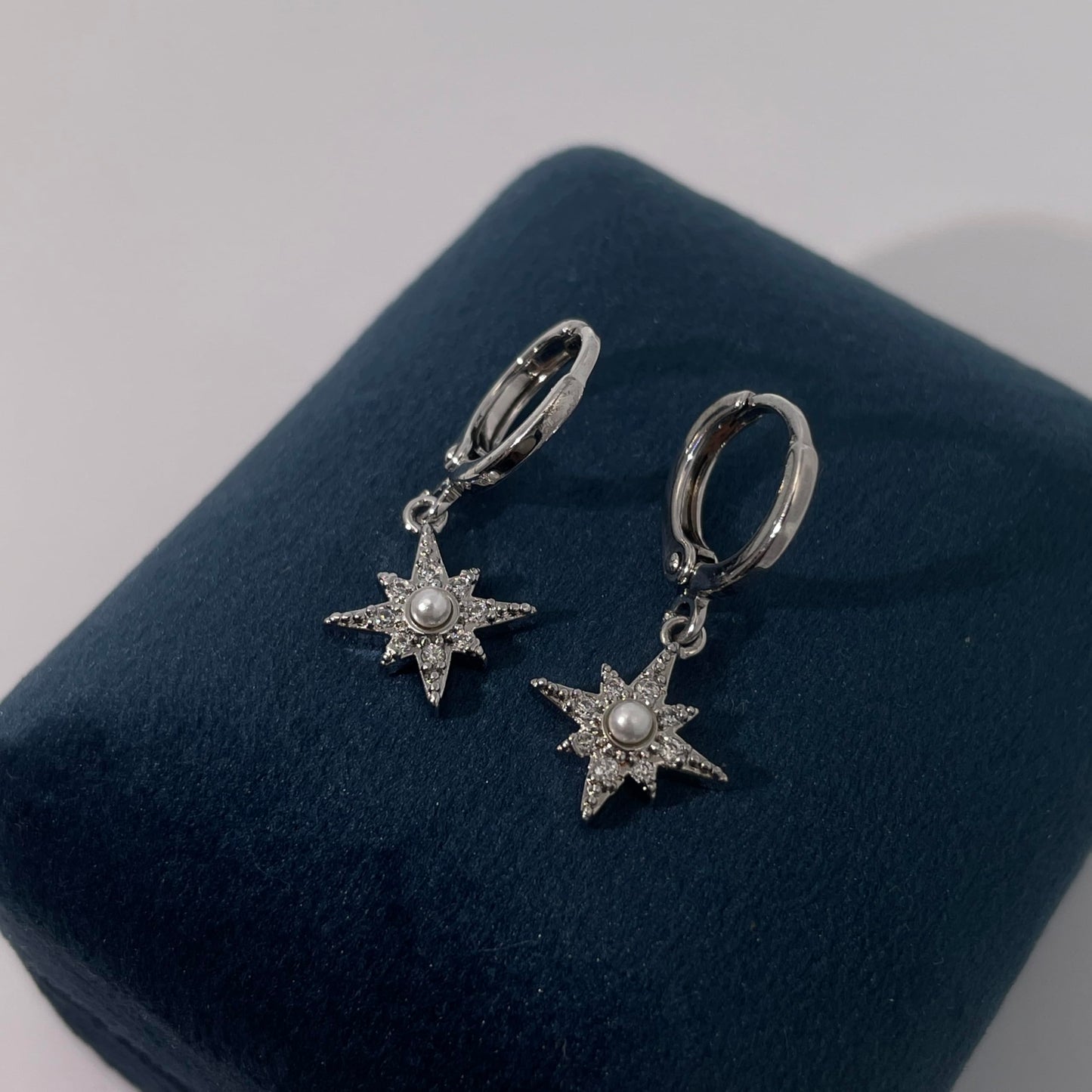 Warm Fortune 18K Gold Plated Star & Round Shape Cubic Zirconia Drop Earrings for Women Hypoallergenic - Valentine's Day, Mother's Day, Birthday Gift for Her