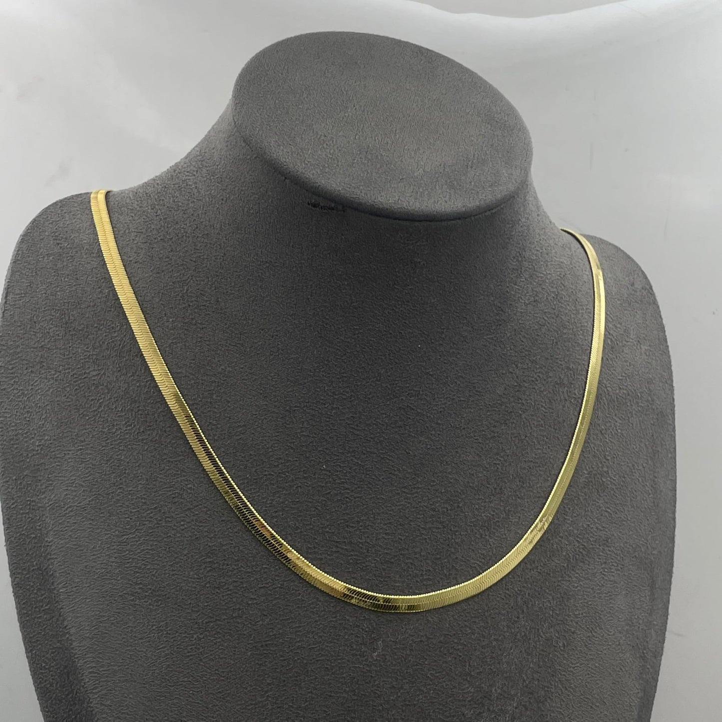 Warm Fortune Snake Chain Necklace for Women,18K Gold Plated,Dainty Simple Chunky Herringbone Necklace,18 inch Chain