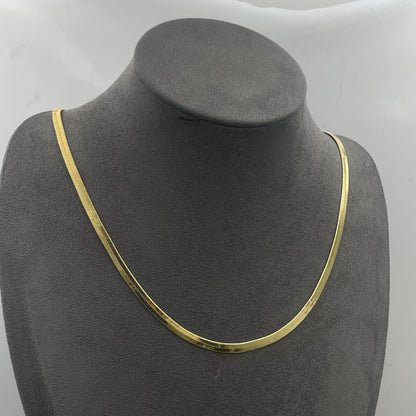 Warm Fortune Snake Chain Necklace for Women,18K Gold Plated,Dainty Simple Chunky Herringbone Necklace,18 inch Chain