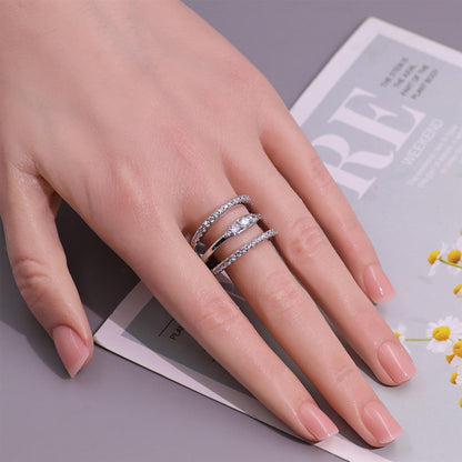 Warm Fortune Triple Wrap Pave Promise Ring for Her - 18K Gold Plated Cubic Zirconia, Stackable Gift Valentine's Day, Fashion & Daily Elegant Wear, Size 6-8