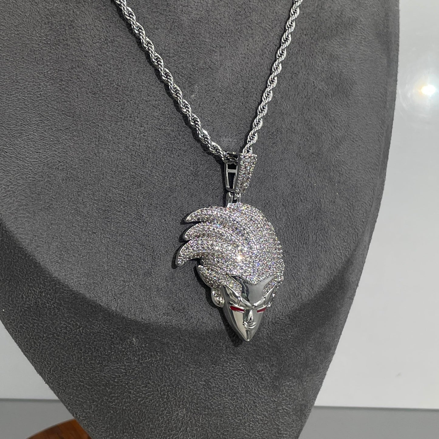 Warm Fortune Hip Hop Pendant Necklace for Women Men,Gold Plated Cubic Zirconia,18+2inch Chain,Street Style Fashion Jewelry