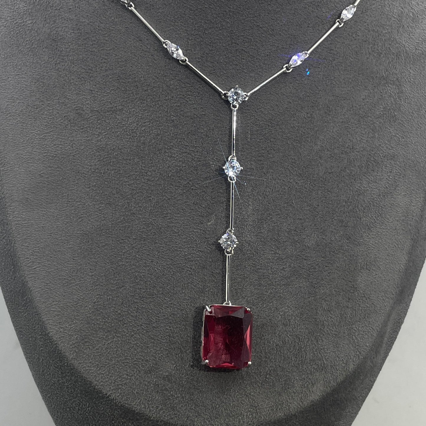 Warm Fortune Cubic Zirconia Pendant Necklace for Women,18K White Gold Plated,18 inch + 5inch Chain