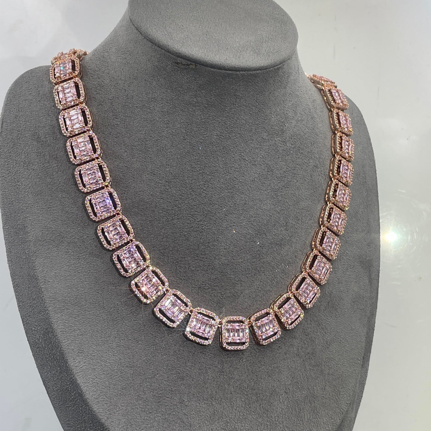 Warm Fortune Tennis Chain Necklace for Women Men,Iced Out Gold Plated Cubic Zirconia,16inch Chain,Hip Hop Street Style Fashion Jewelry