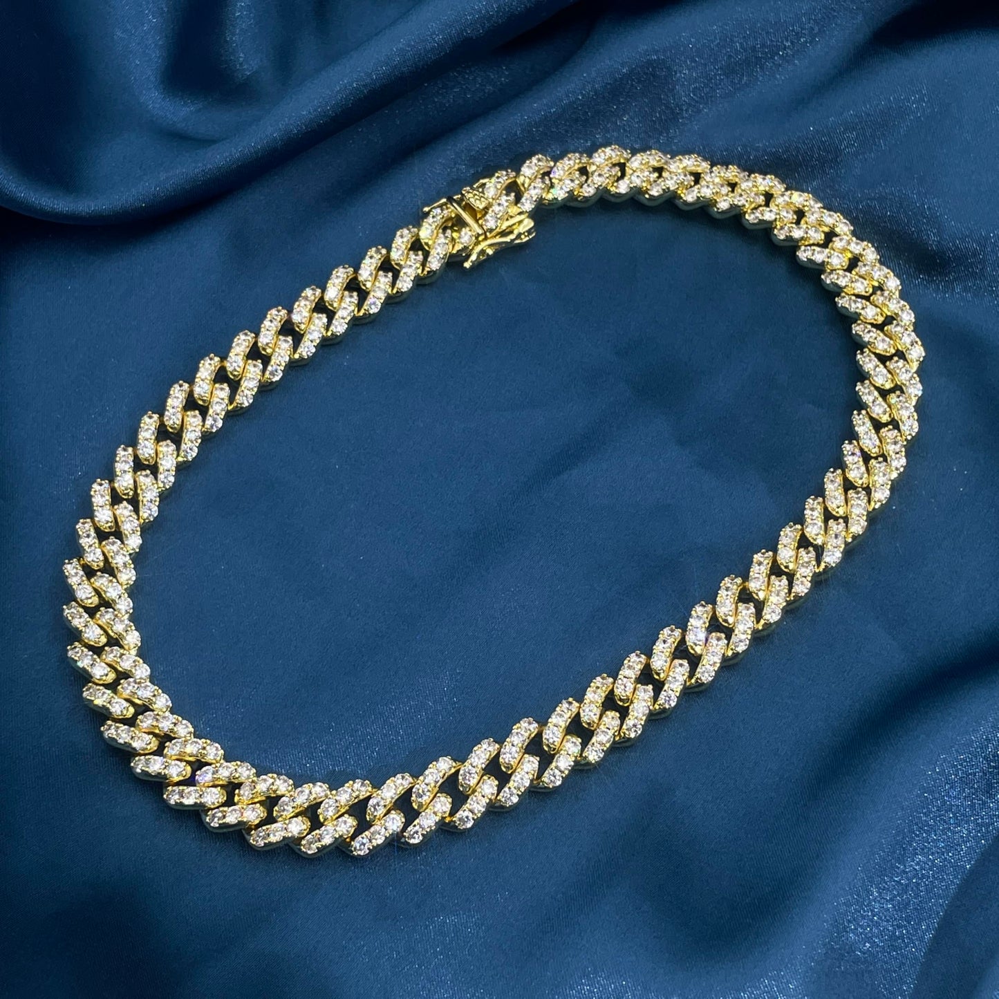 Warm Fortune Cuban Link Chain Necklace,16 Inch Gold Plated Cubic Zirconia, Hip Hop Jewelry for Men Women,Hip Hop Street Style Fashion Jewelry