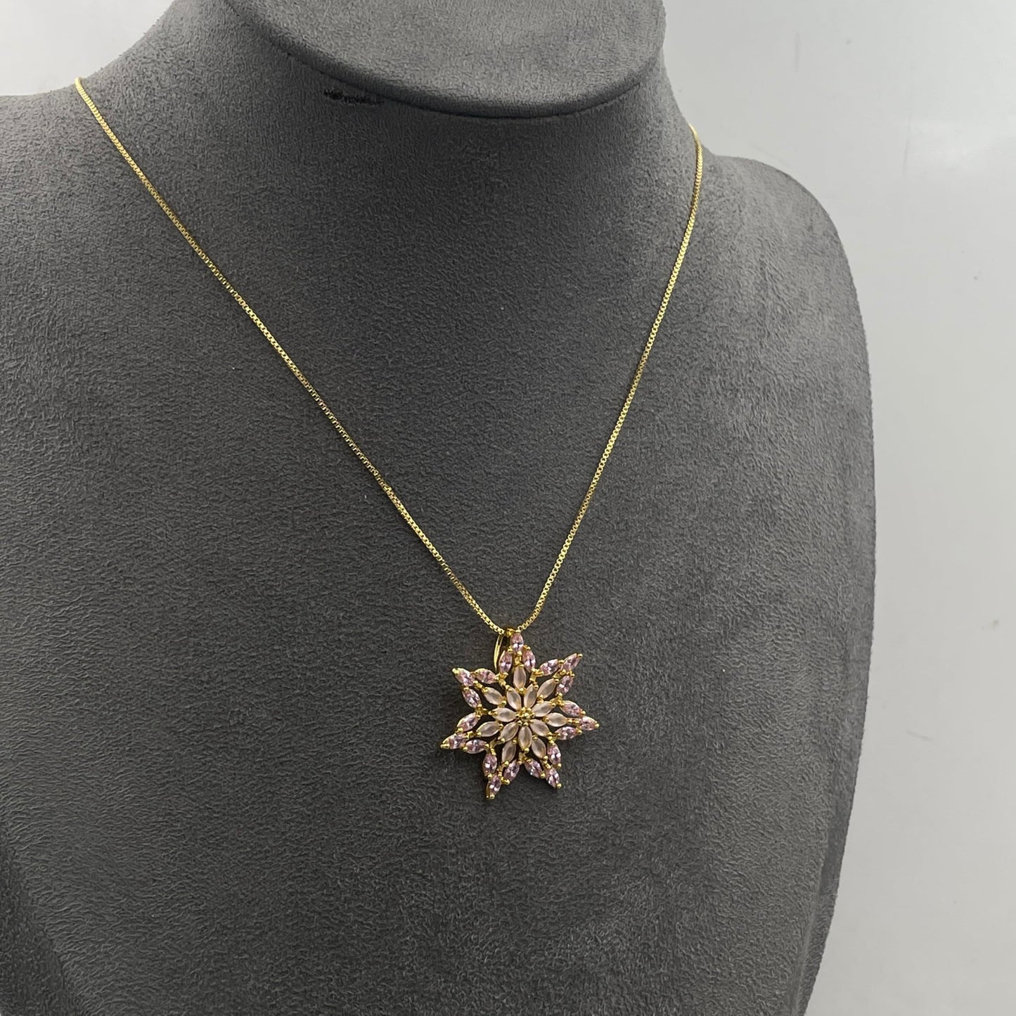 Warm Fortune Cubic Zirconia Pendant Necklace for Women,18K Gold Plated,18 inch + 2inch Chain