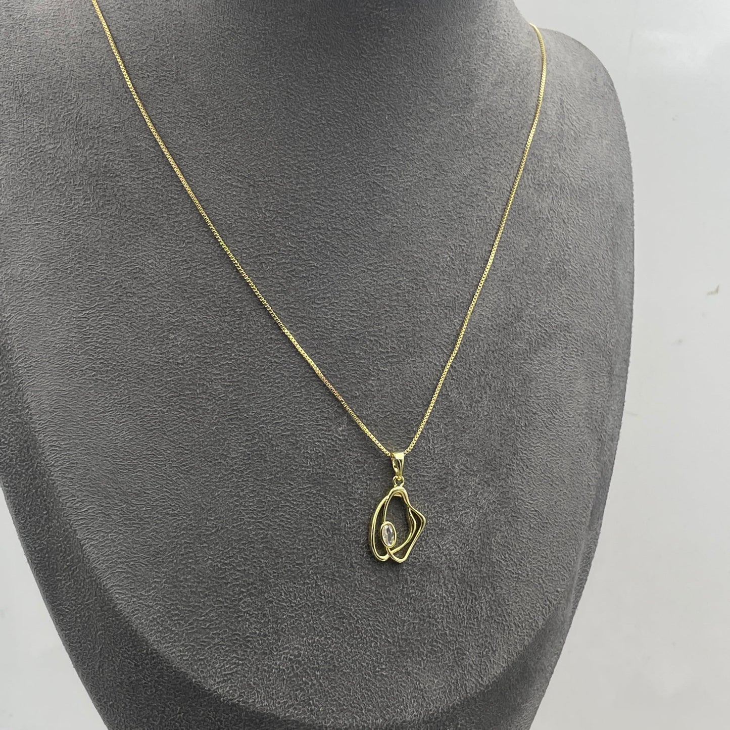 Warm Fortune Cubic Zirconia Pendant Necklace for Women,18K Gold Plated,18 inch + 2inch Chain