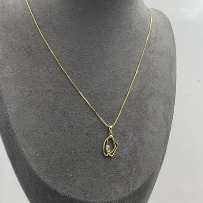 Warm Fortune Cubic Zirconia Pendant Necklace for Women,18K Gold Plated,18 inch + 2inch Chain