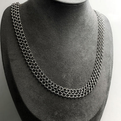 Warm Fortune 18K White Gold Plated Open Mesh Chain Necklace