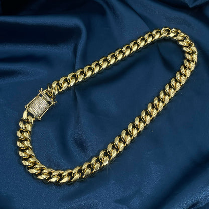 Warm Fortune Cuban Link Chain Necklace,16 Inch Gold Plated Cubic Zirconia, Hip Hop Jewelry for Men Women,Hip Hop Street Style Fashion Jewelry