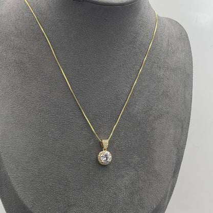 Warm Fortune Cubic Zirconia Pendant Necklace for Women,18K Gold Plated,18 inch + 2inch Chain