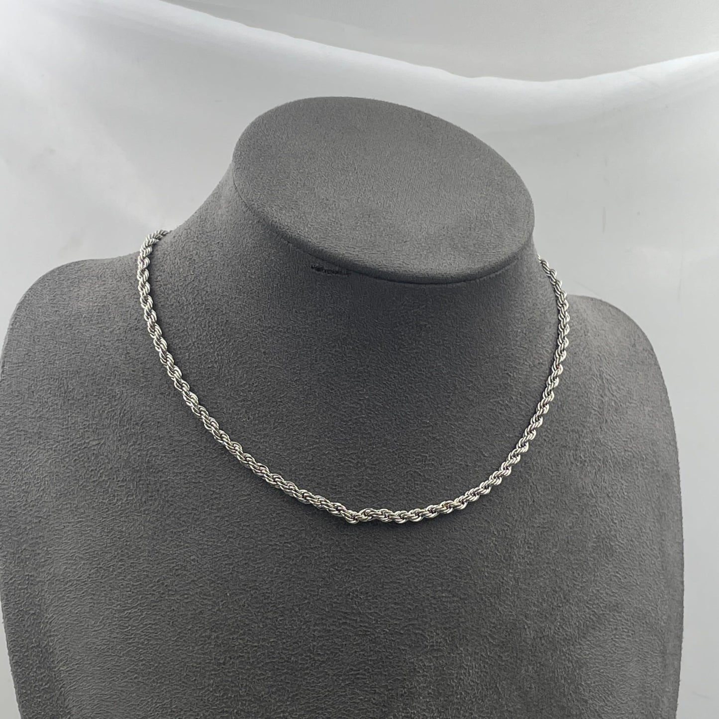 Warm Fortune rope chain Necklace for Women,18K White Gold Plated,Dainty Simple Chunky Necklace,14 inch Chain