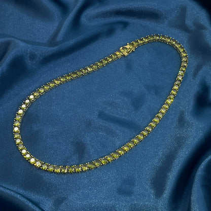 Warm Fortune Tennis Chain Necklace for Women Men,Iced Out Gold Plated Cubic Zirconia,16inch Chain,Hip Hop Street Style Fashion Jewelry