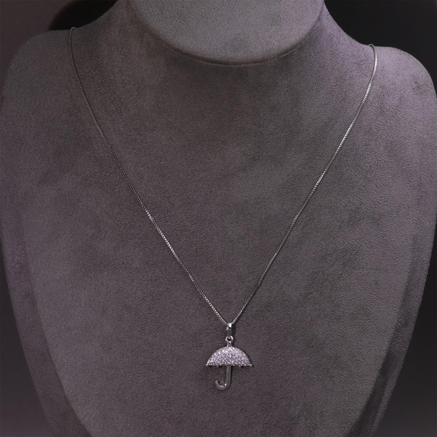 Warm Fortune Sparkling Umbrella Pendant Necklace for Women: 18K Gold Plated, Adjustable Chain (18"+2") with Sparkling CZ | Elegant & Versatile, an Ideal Layered Piece