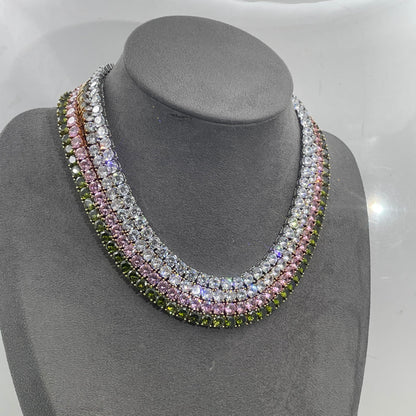 Warm Fortune Tennis Chain Necklace for Women Men,Iced Out Gold Plated Cubic Zirconia,16inch Chain,Hip Hop Street Style Fashion Jewelry