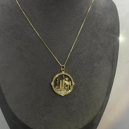 Warm Fortune Hip Hop Pendant Necklace for Women Me,Gold Plated Cubic Zirconia,18+2inch Chain,Street Style Fashion Jewelry