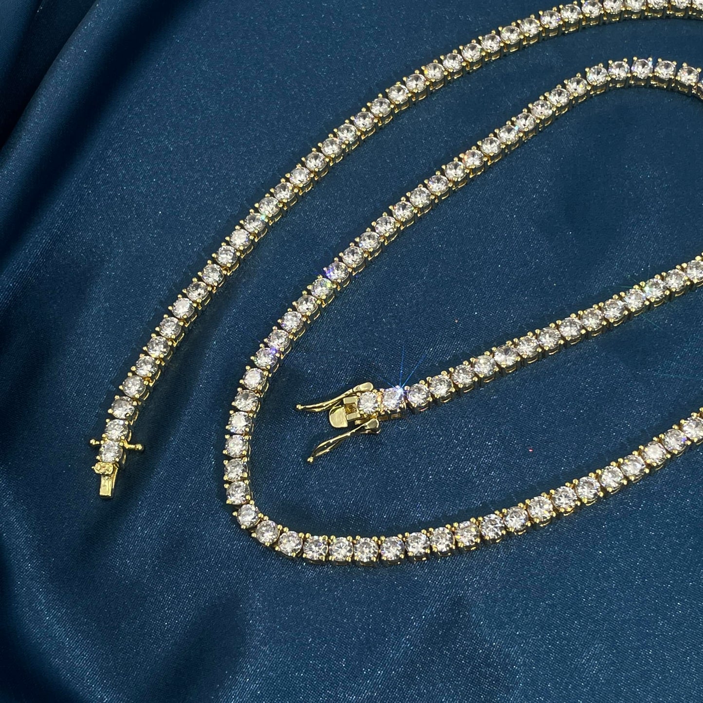 Warm Fortune Tennis Chain Necklace for Women Men,Iced Out Gold Plated Cubic Zirconia,16inch Chain,Hip Hop Street Style Fashion Jewelry