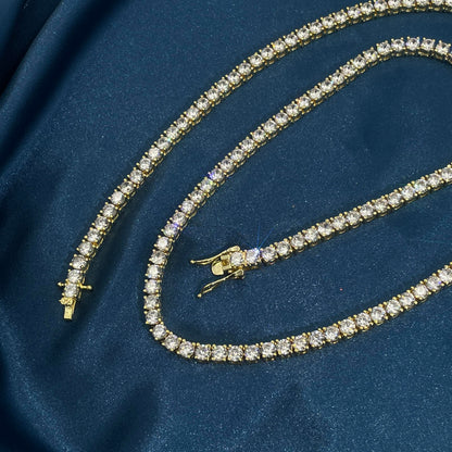 Warm Fortune Tennis Chain Necklace for Women Men,Iced Out Gold Plated Cubic Zirconia,16inch Chain,Hip Hop Street Style Fashion Jewelry