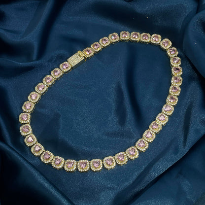 Warm Fortune Tennis Chain Necklace for Women Men,Iced Out Gold Plated Cubic Zirconia,16inch Chain,Hip Hop Street Style Fashion Jewelry