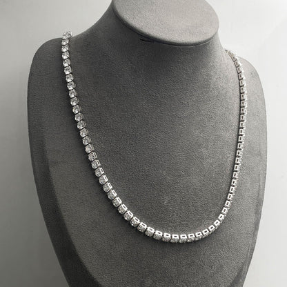 Warm Fortune 18K White Gold Plated Large Round CZ Tennis Necklace