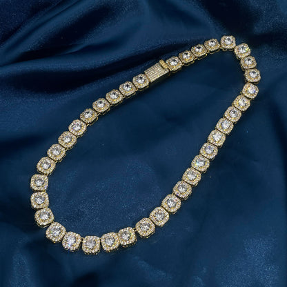 Warm Fortune Tennis Chain Necklace for Women Men,Iced Out Gold Plated Cubic Zirconia,16inch Chain,Hip Hop Street Style Fashion Jewelry