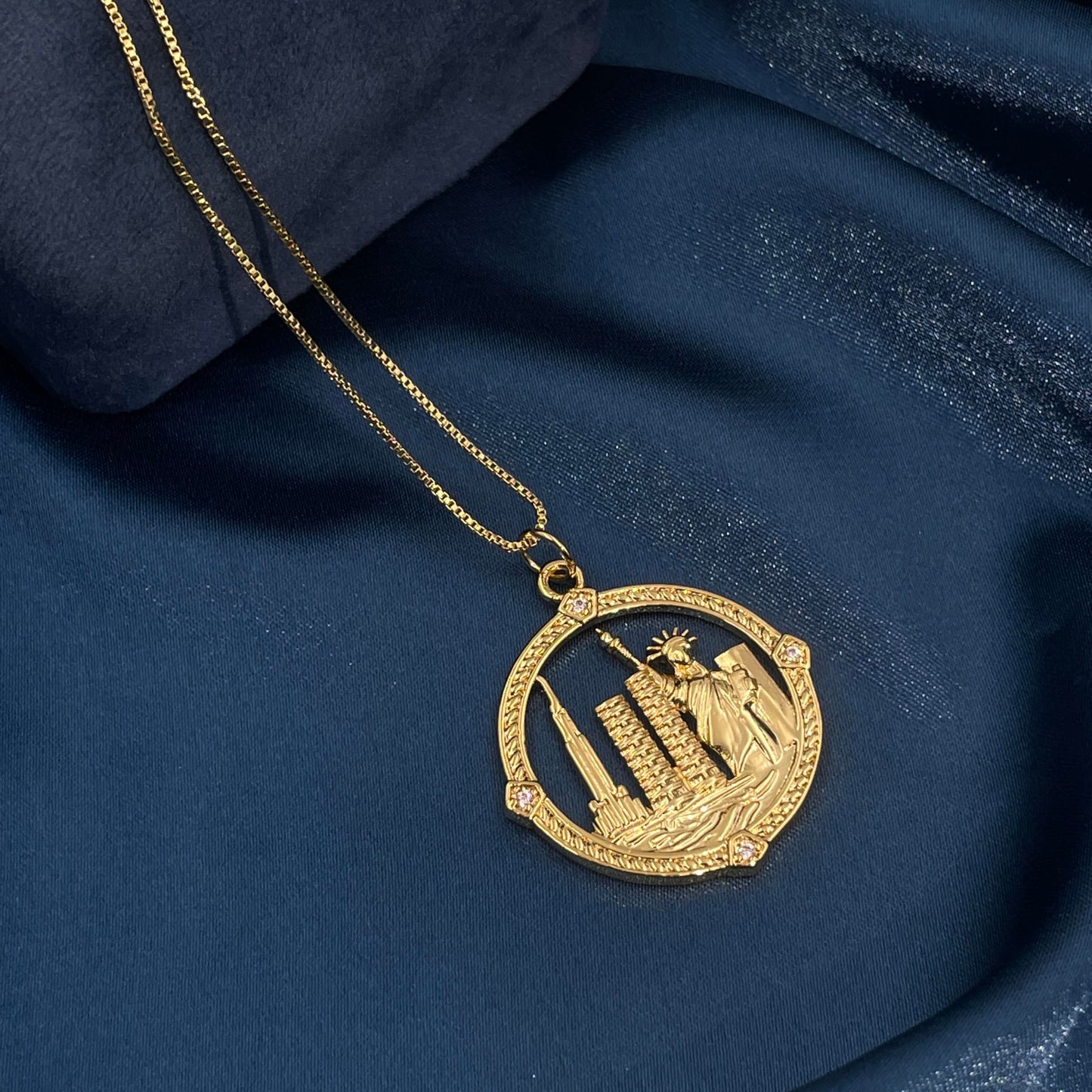 Warm Fortune Hip Hop Pendant Necklace for Women Me,Gold Plated Cubic Zirconia,18+2inch Chain,Street Style Fashion Jewelry