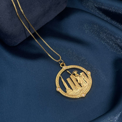 Warm Fortune Hip Hop Pendant Necklace for Women Me,Gold Plated Cubic Zirconia,18+2inch Chain,Street Style Fashion Jewelry