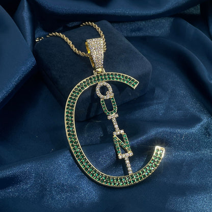 Warm Fortune Hip Hop Pendant Necklace for Women Men,Gold Plated Cubic Zirconia,18+2inch Chain,Street Style Fashion Jewelry