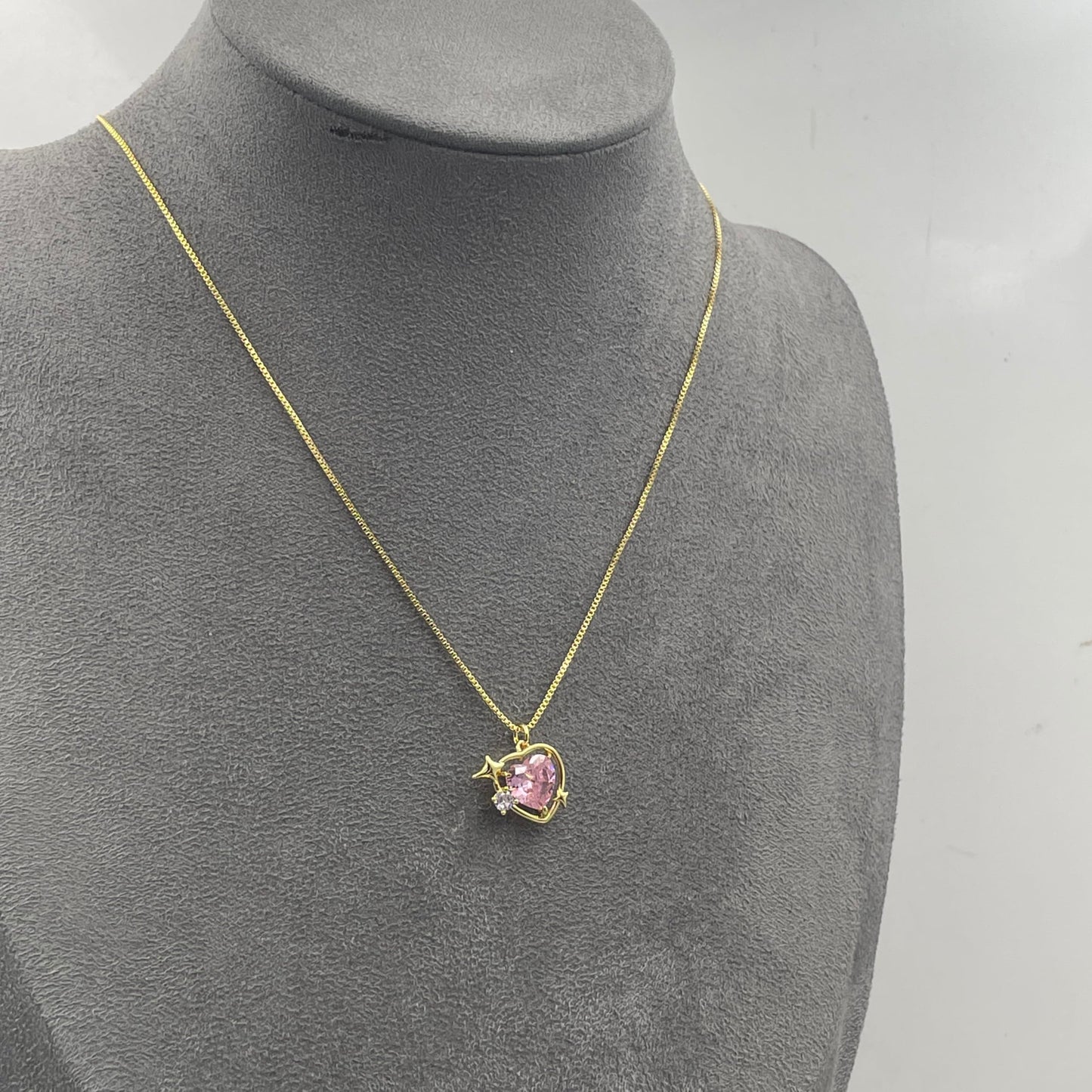 Warm Fortune Cubic Zirconia Pendant Necklace for Women,18K Gold Plated,15 inch + 2inch Chain