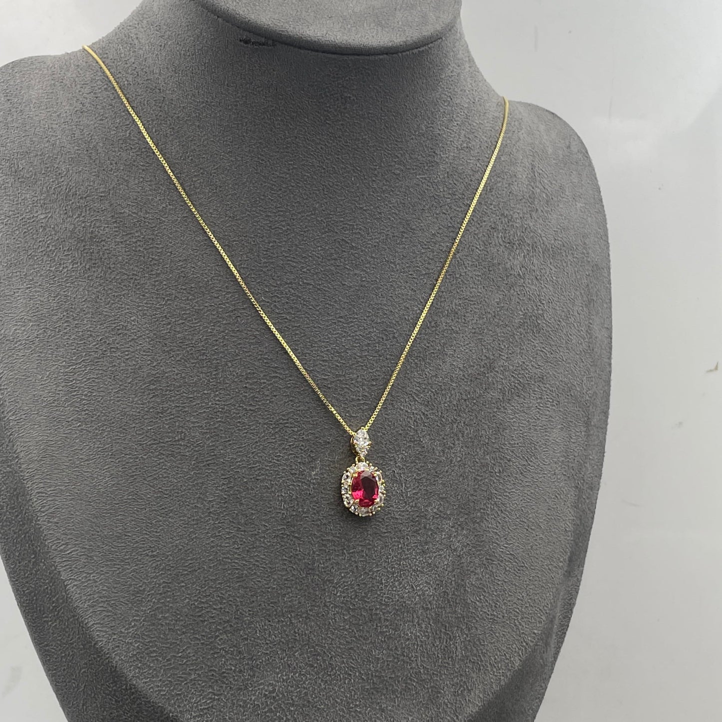 Warm Fortune Cubic Zirconia Pendant Necklace for Women,18K Gold Plated,16 inch + 2inch Chain