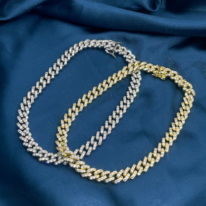 Warm Fortune Cuban Link Chain Necklace,16 Inch Gold Plated Cubic Zirconia, Hip Hop Jewelry for Men Women,Hip Hop Street Style Fashion Jewelry