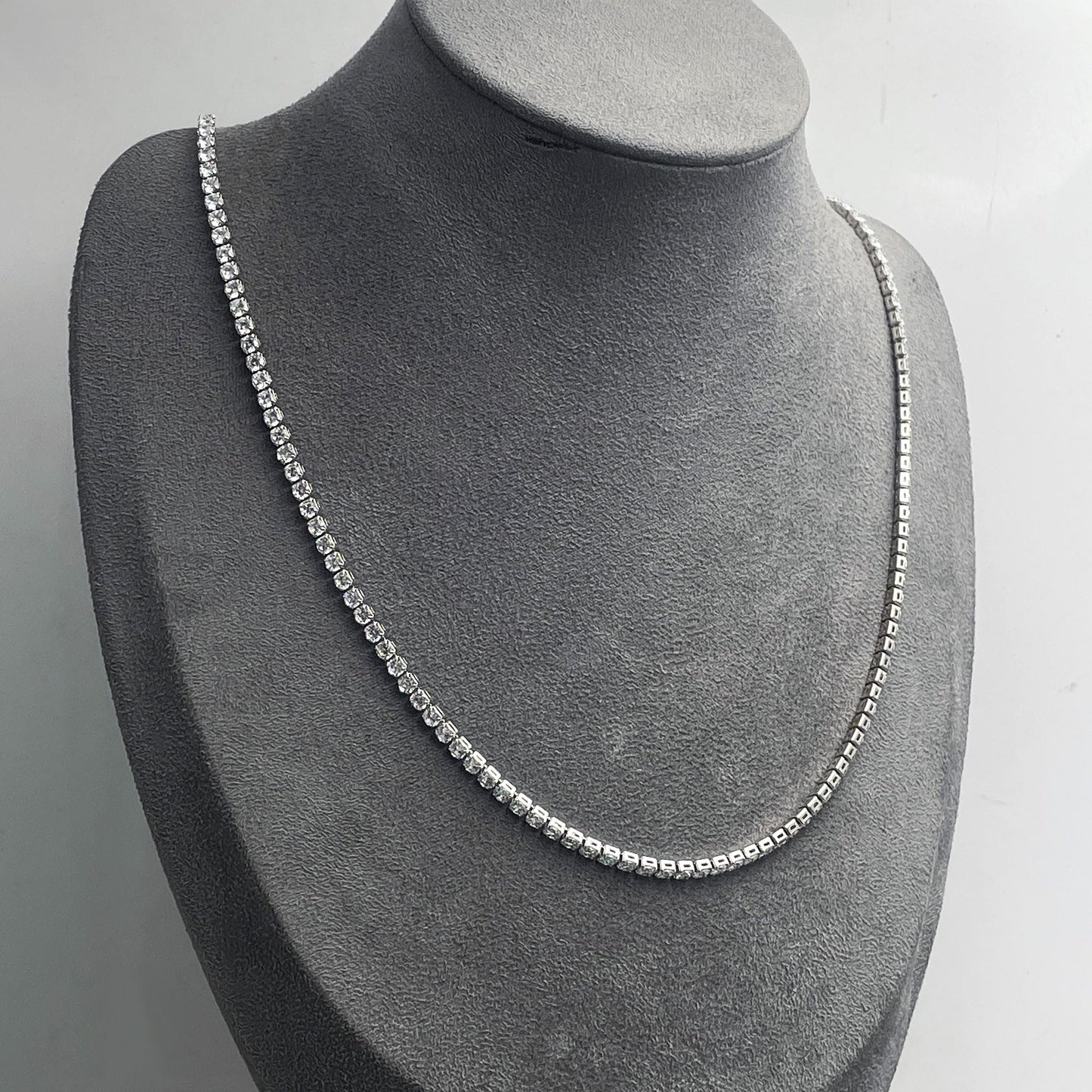 Warm Fortune 18K White Gold Plated Round CZ Tennis Necklace
