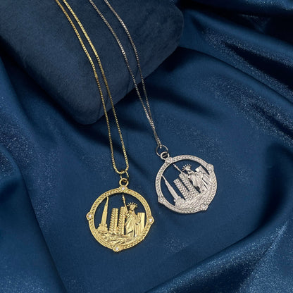 Warm Fortune Hip Hop Pendant Necklace for Women Me,Gold Plated Cubic Zirconia,18+2inch Chain,Street Style Fashion Jewelry