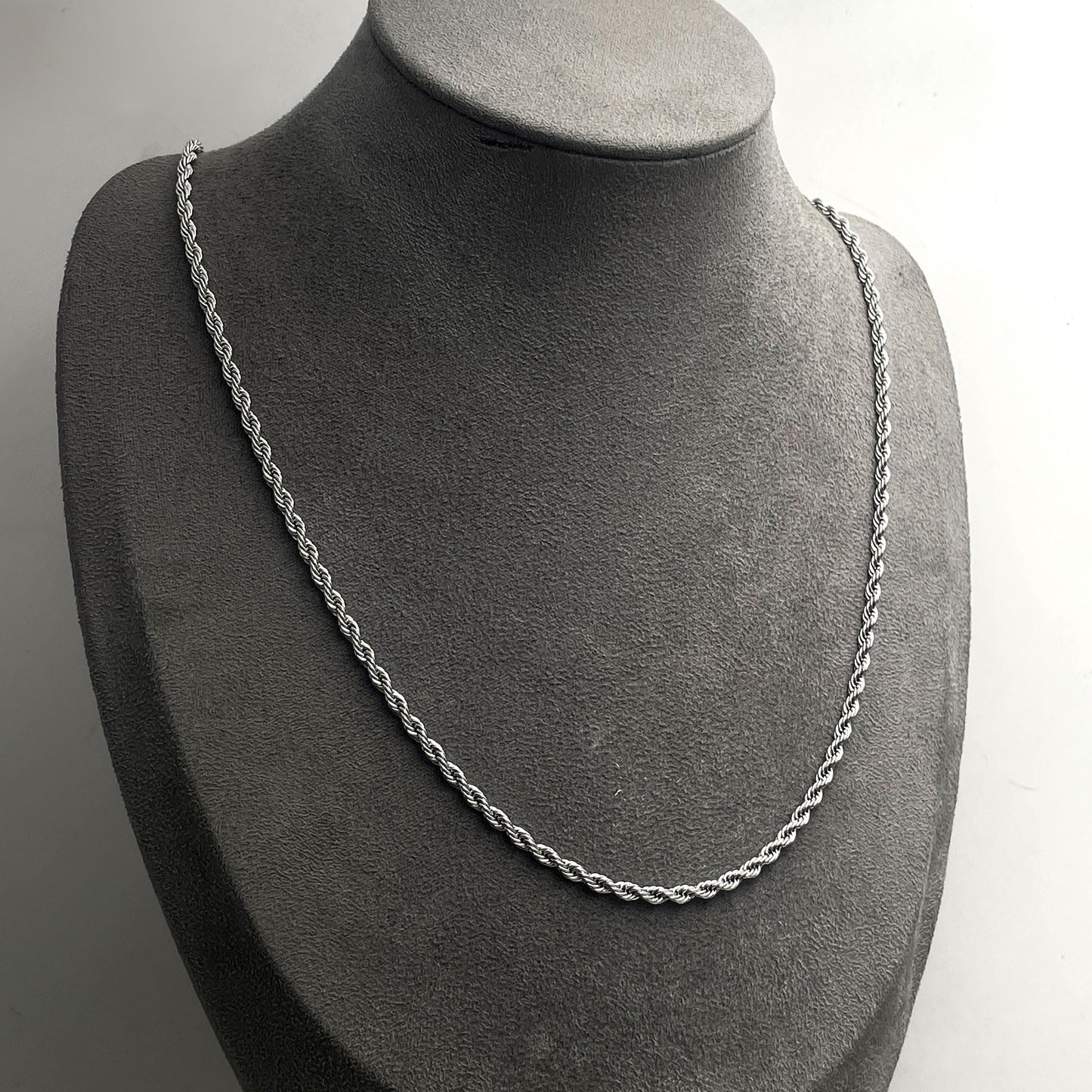 Warm Fortune 18K White Gold Plated Twisted Rope Chain Necklace