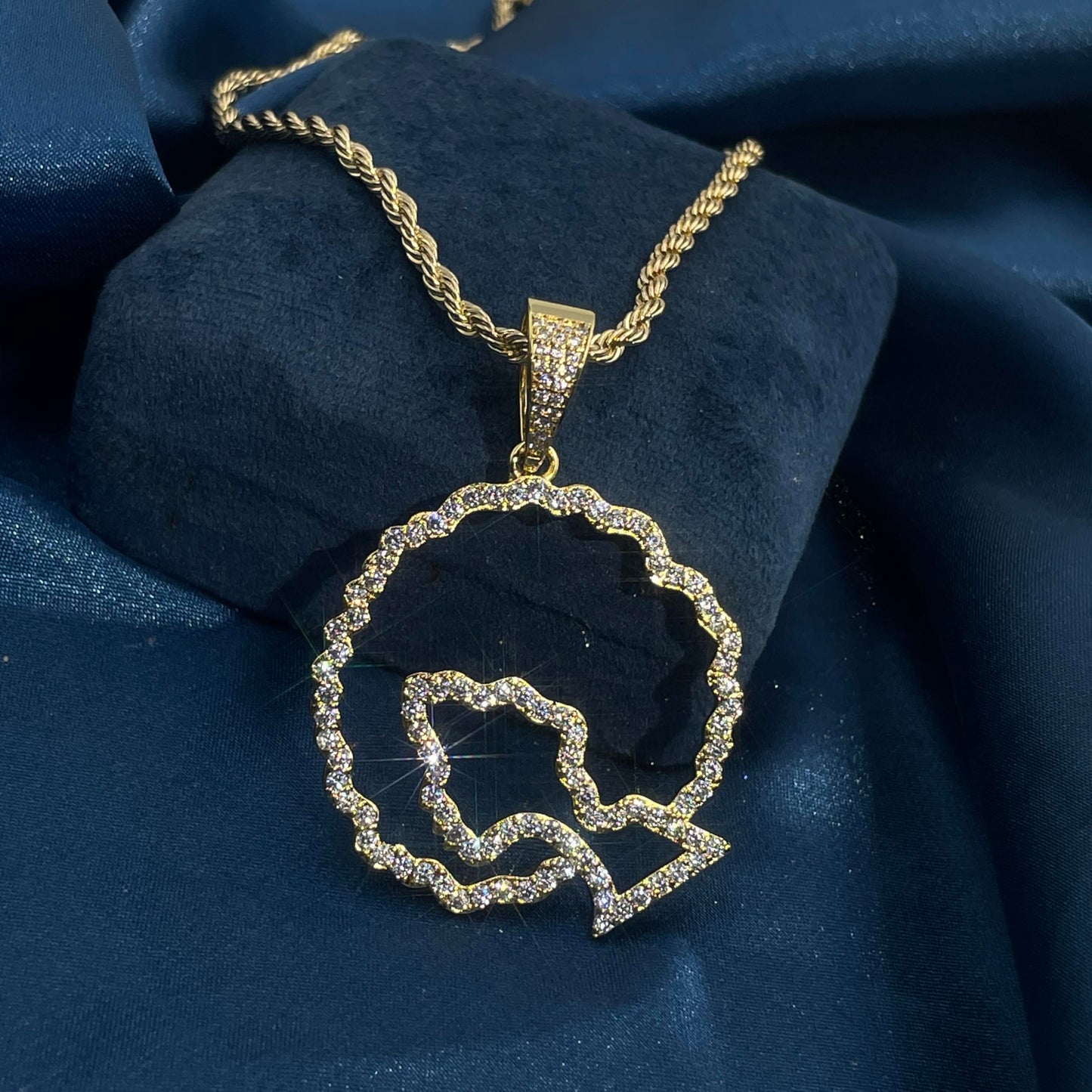 Warm Fortune Hip Hop Pendant Necklace for Women Me,Gold Plated Cubic Zirconia,16+2inch Chain,Street Style Fashion Jewelry