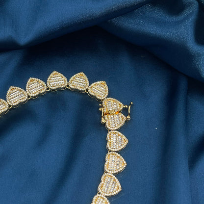 Warm Fortune Tennis Chain Necklace for Women Men,Iced Out Gold Plated Cubic Zirconia,18inch Chain,Hip Hop Street Style Fashion Jewelry