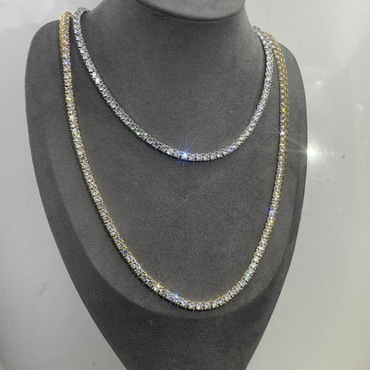 Warm Fortune Tennis Chain Necklace for Women Men,Iced Out Gold Plated Cubic Zirconia,16inch Chain,Hip Hop Street Style Fashion Jewelry