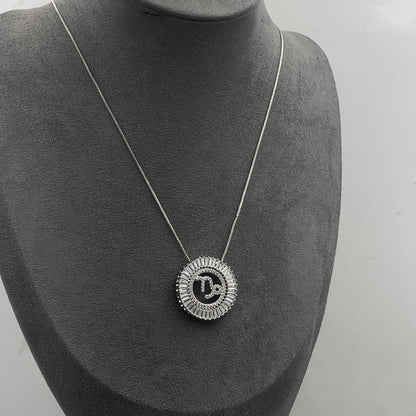 Warm Fortune Zodiac Pendant Necklace for Women,Cubic Zirconia,18K White Gold Plated,18 inch + 2inch Chain