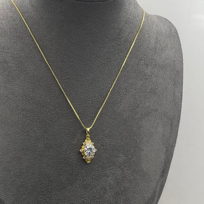 Warm Fortune Cubic Zirconia Pendant Necklace for Women,18K Gold Plated,16 inch + 2inch Chain