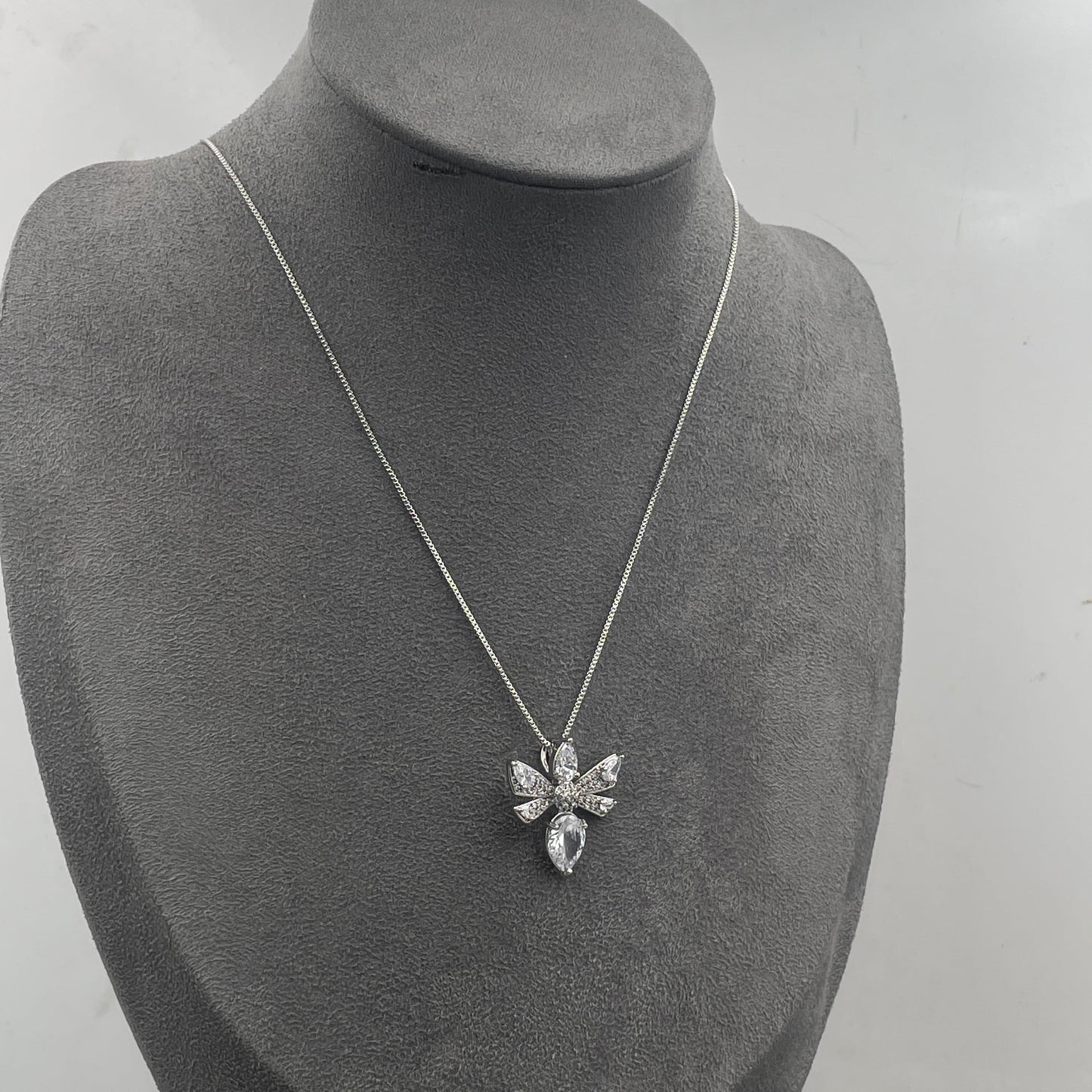 Warm Fortune Cubic Zirconia Pendant Necklace for Women,18K White Gold Plated,18 inch + 2inch Chain