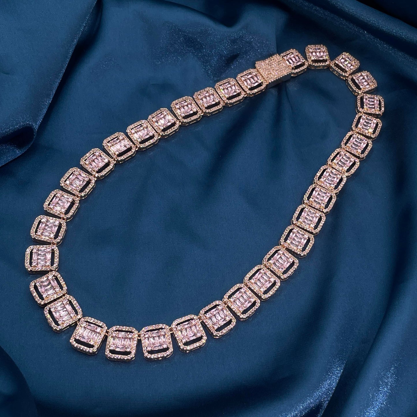 Warm Fortune Tennis Chain Necklace for Women Men,Iced Out Gold Plated Cubic Zirconia,16inch Chain,Hip Hop Street Style Fashion Jewelry