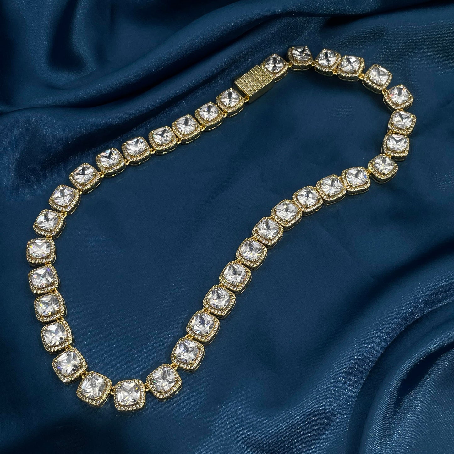 Warm Fortune Tennis Chain Necklace for Women Men,Iced Out Gold Plated Cubic Zirconia,18inch Chain,Hip Hop Street Style Fashion Jewelry