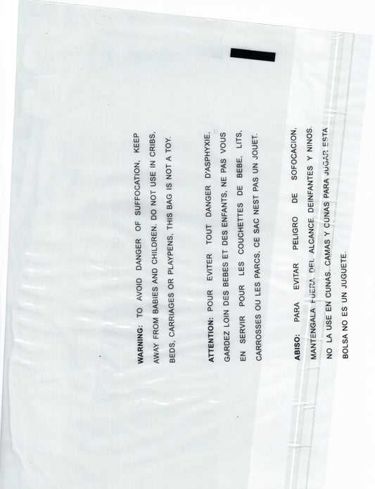 5 Pack 14"x20" Set of 100 Self-Sealing Suffocation Warning Mailer Bags