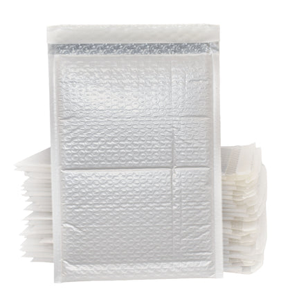 5 Pack Bubble Poly Mailer, 9”x12” (White/Gray) - Self Sealing Cushioned Mailing Bag