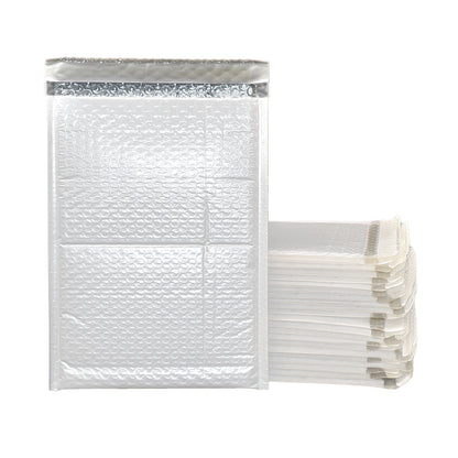 50 Pack Bubble Poly Mailer, 9”x12” (White/Gray) - Self Sealing Cushioned Mailing Bag