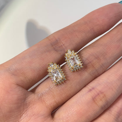 Warm Fortune Cubic Zirconia Stud Earrings for Women, 925 Sterling Silver with 18K Gold Plated Hypoallergenic