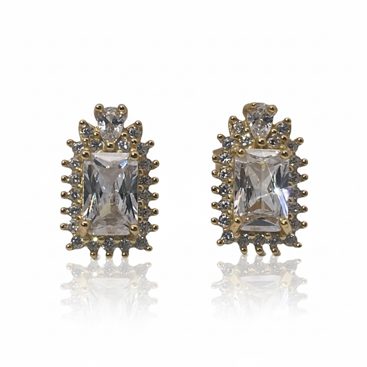 Warm Fortune Cubic Zirconia Stud Earrings for Women, 925 Sterling Silver with 18K Gold Plated Hypoallergenic