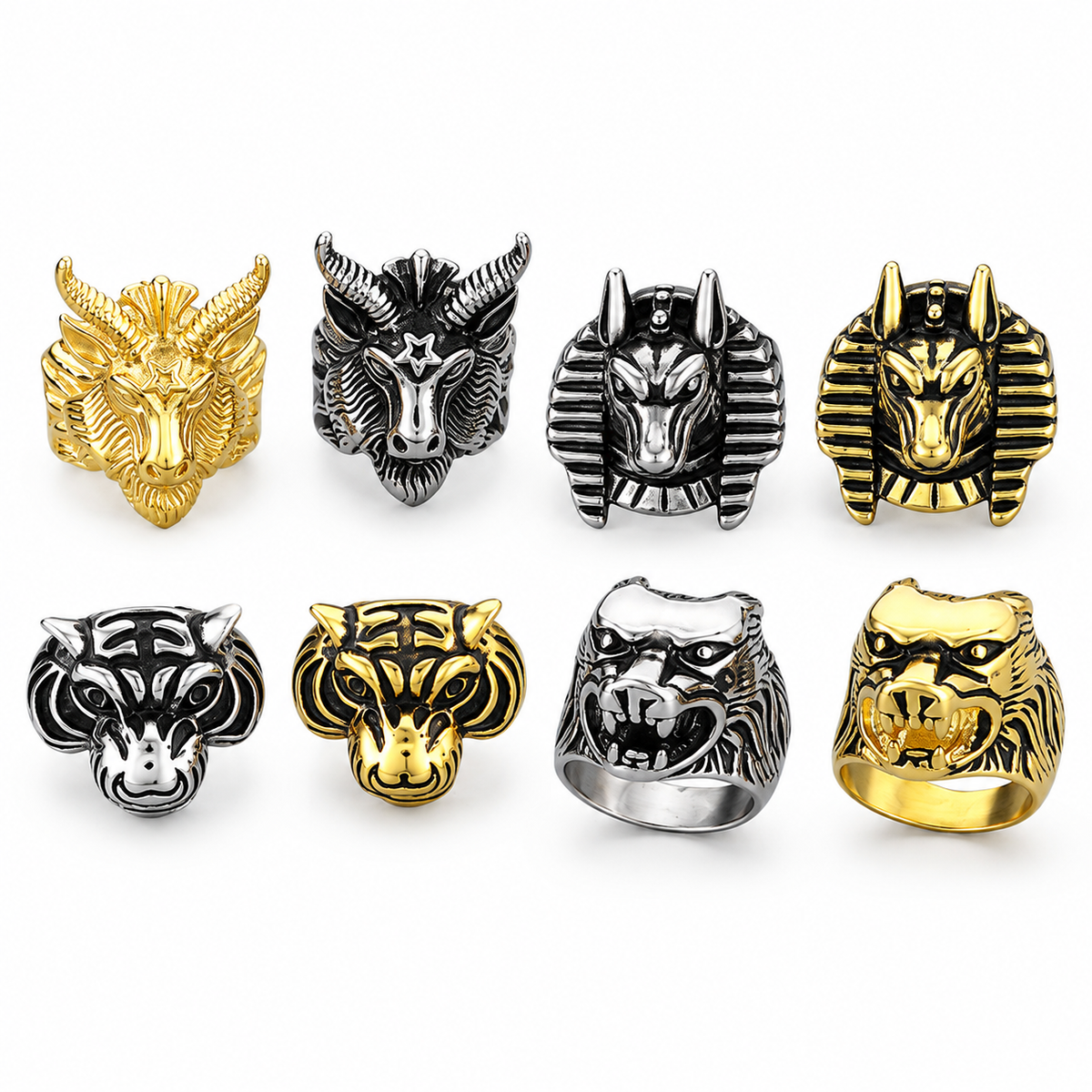 Warm Fortune men's animal head statement ring