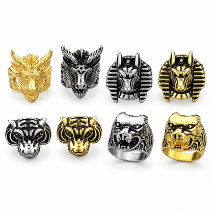 Warm Fortune men's animal head statement ring